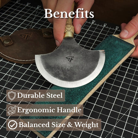 2-Piece Straight and Round (Half Moon) Leather Knife Set