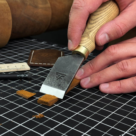 2-Piece Straight and Round (Half Moon) Leather Knife Set