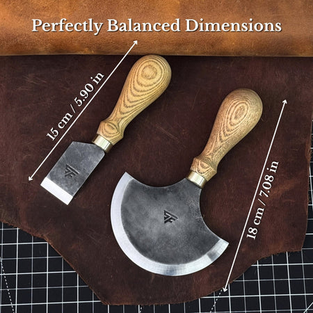 2-Piece Straight and Round (Half Moon) Leather Knife Set