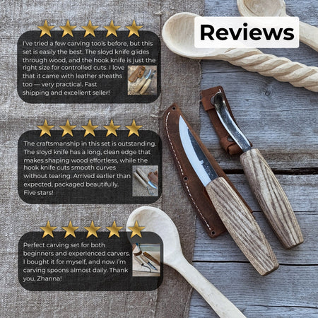2-Piece Wood Carving Knife Set with Leather Sheaths