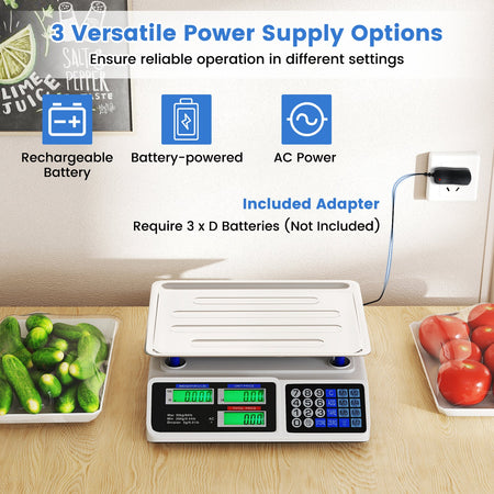 66lb Price Computing Scale Commercial Food Scale with Dual LCD Displays