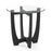 23.5 Inch Round End Side Table with Tempered Glass Tabletop-Black