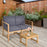 3-in-1 Acacia Wood Loveseat with Separable Coffee Table