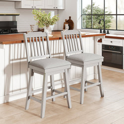 25 inch Modern Bar Stools Set of 2 with Upholstered Swivel Seat-Gray