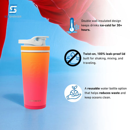 Ice Shaker Ombre Series 26oz Shaker Bottles