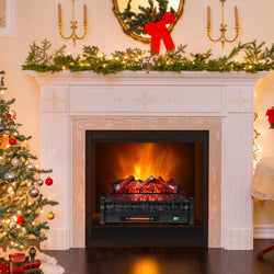 26 Inch WiFi Infrared Quartz Electric Fireplace Insert Logs Heater with Realistic Lemonwood Logs-Black