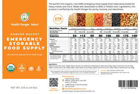 23 Days Food Supply (1 Adult) - (536 Servings) Ranger Bucket Set - Organic Emergency Storable Food Supply (A26 + B19)