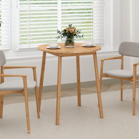 27.5 Inch Round Bamboo Dining Table for 2-4 Person-Natural