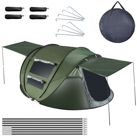3-4 Person Pop Up Tent Automatic Setup Camping Tent Waterproof Instant Setup Tent with 2 Mosquito Net Windows Carrying Bag for Hiking Climbing Adventu