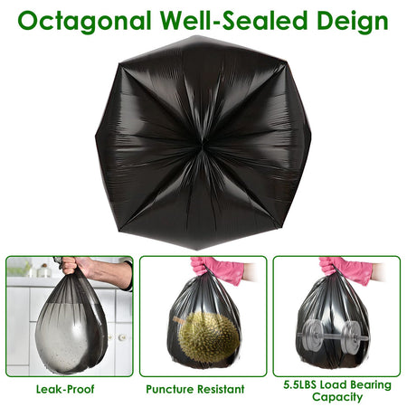 4 Rolls Black Garbage Bags 5.3 Gallons Unscented Disposable Trash Bags Portable Leak Resistant Trash Can Liners for Bathroom Office Kitchen Bedroom Ca