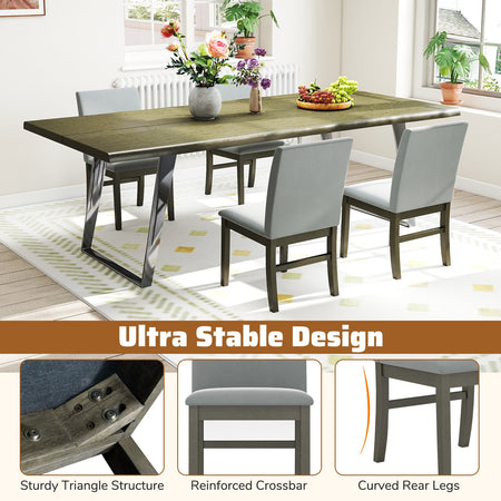 Upholstered Dining Chairs Set of 2 with Rubber Wood Legs and High Back-Gray