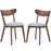 Set of 2 Dining Chairs Upholstered Curved Back Side