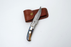 Hand-Forged Damascus Folding Pocket Knife | Blue Resin & Burl Wood Handle with Pocket Clip & Spine File Work -TF-073