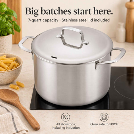 5-Ply Stainless Stock Pot with Lid, 7-Qt