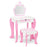 2-in-1 Toddler Vanity Set with Detachable Top & Cute Flower Patterns-White