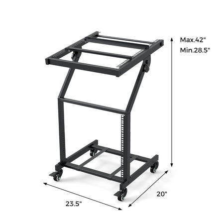 2 Layer Professional Audio Rack Mount with Adjustable Crossbars