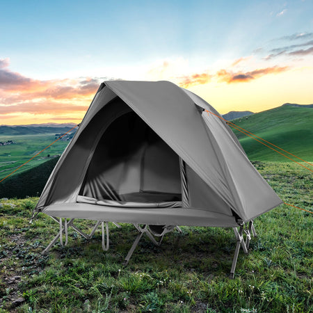 2-Person Camping Cot Tent Foldable Off-Ground Camping Combo for Adults