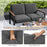 2 Piece Patio Aluminum Furniture Set with Wood-Plastic Armrests and Tabletop-Gray