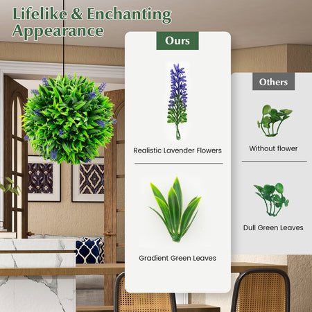 2 Pieces Artificial Lavender Topiary Balls with Flowers