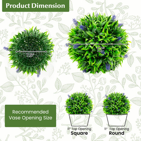 2 Pieces Artificial Lavender Topiary Balls with Flowers