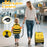 2 Pieces Kids Luggage Set on Wheels with Anti-Lose Rope and Retractable Rod-Yellow