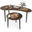 2 Pieces Mid Century Nesting Tables with Rubber Wood Legs-Walnut
