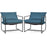 2 Pieces Sling Accent Chair Leisure Chair with Weatherproof Seat Fabric Indoor Outdoor-Navy