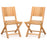 2 Pieces Teak Wood Outdoor Dining Chairs with Slatted Seat