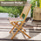 2 Pieces Teak Wood Outdoor Dining Chairs with Slatted Seat