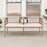 2-Seat PE Rattan Outdoor Loveseat with Built-in Coffee Table and Soft Cushions-White