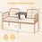 2-Seat PE Rattan Outdoor Loveseat with Built-in Coffee Table and Soft Cushions-White