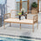 2-Seat PE Rattan Outdoor Loveseat with Built-in Coffee Table and Soft Cushions-White