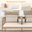 2-Seat PE Rattan Outdoor Loveseat with Built-in Coffee Table and Soft Cushions-White