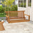2-Seat Acacia Wood Porch Swing Bench with 2 Hanging Hemp Ropes