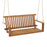 2-Seat Acacia Wood Porch Swing Bench with 2 Hanging Hemp Ropes