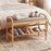 2-Tier Bamboo Shoe Bench with Storage and Padded Cushion-Gray