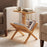 2-Tier Side Table Magazine Rack with Teak Wood Frame