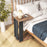 2-Tier C-Shaped Side Table with Universal Wheels and Shelf-Rustic Brown
