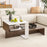 2-Tier Geometric Coffee Table with Storage Shelves for Living Room and Reception Room-White and Brown