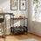 2-Tier Rolling End Table with Handle and Mesh Basket-Rustic Brown