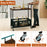 2-Tier Rolling End Table with Handle and Mesh Basket-Rustic Brown