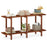 2-Tier Wood Bookshelf Low Horizontal Rubberwood Bookcase for Display-Walnut