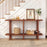 2-Tier Wood Bookshelf Low Horizontal Rubberwood Bookcase for Display-Walnut