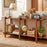 2-Tier Wood Bookshelf Low Horizontal Rubberwood Bookcase for Display-Walnut