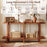 2-Tier Wood Bookshelf Low Horizontal Rubberwood Bookcase for Display-Walnut