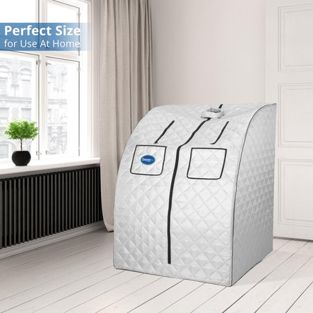 Oversized Portable Steam Sauna for Weight Loss, Detox & Relaxation at Home, Chair Included - Silver