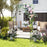 2 in 1 Garden Arbor with 2 Side Planters and 8 Ground Stakes-Black