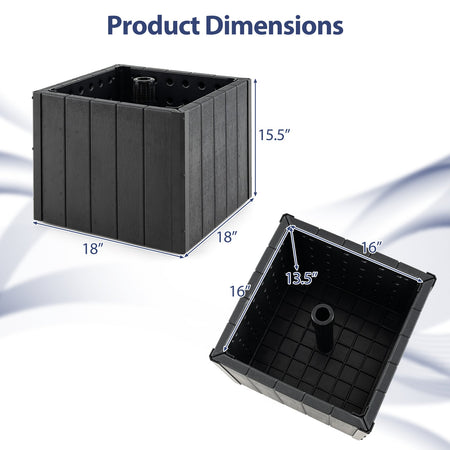 2-in-1 Outdoor Umbrella Base Planter Patio Umbrella Stand with Flower Box-Black