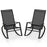2 Pieces Patio Rocking Chairs Outdoor Sling Fabric Rockers with Ergonomic Backrest and Seat-Black
