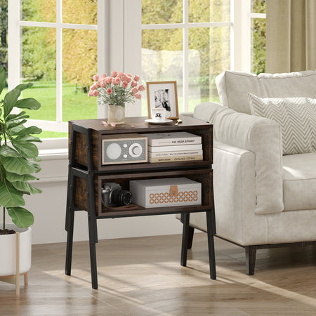 2 Pieces Stackable Night Stand Bedside End Table Set